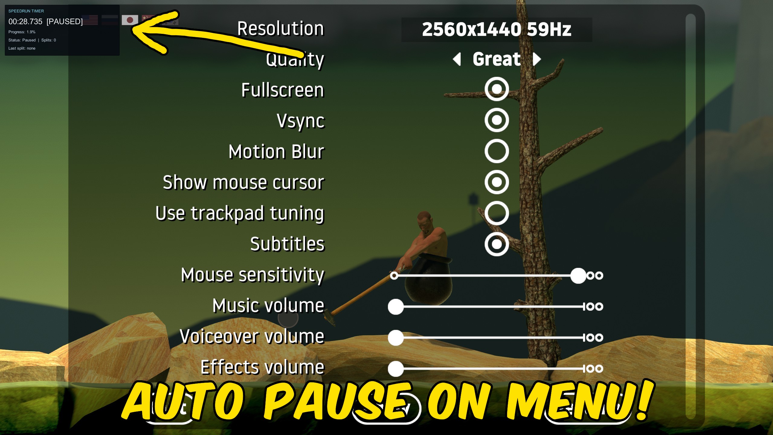 Getting Over It with Bennett Foddy — Speedrun Timer (screenshot 2)